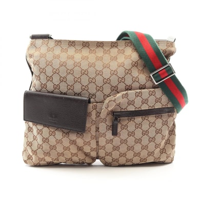 グッチ GUCCI GGキャンバス シェリーライン ショルダーバッグ バッグ キャンバス レザー メンズ レディース ベージュ系 / ブラウン系 / マルチカラー 169937 【中古】
