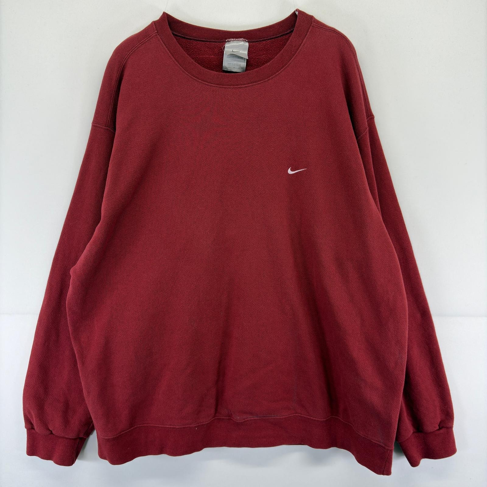 古着 ナイキ NIKE スウェット プルオーバー スウッシュ 大きいサイズ ワンポイント ロゴ トレーナー 2XL  レッド メンズ