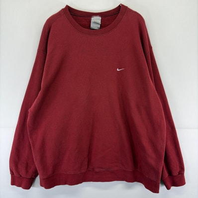 古着 ナイキ NIKE スウェット プルオーバー スウッシュ 大きいサイズ ワンポイント ロゴ トレーナー 2XL レッド メンズ