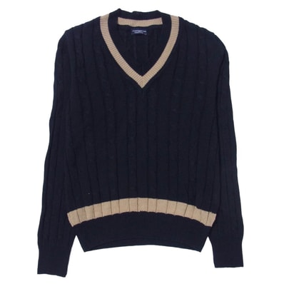 BEAMS ビームス ニット ビームスF MORGANO モルガーノコットンリネン Vネック ニット ダークグレー系 48【中古】