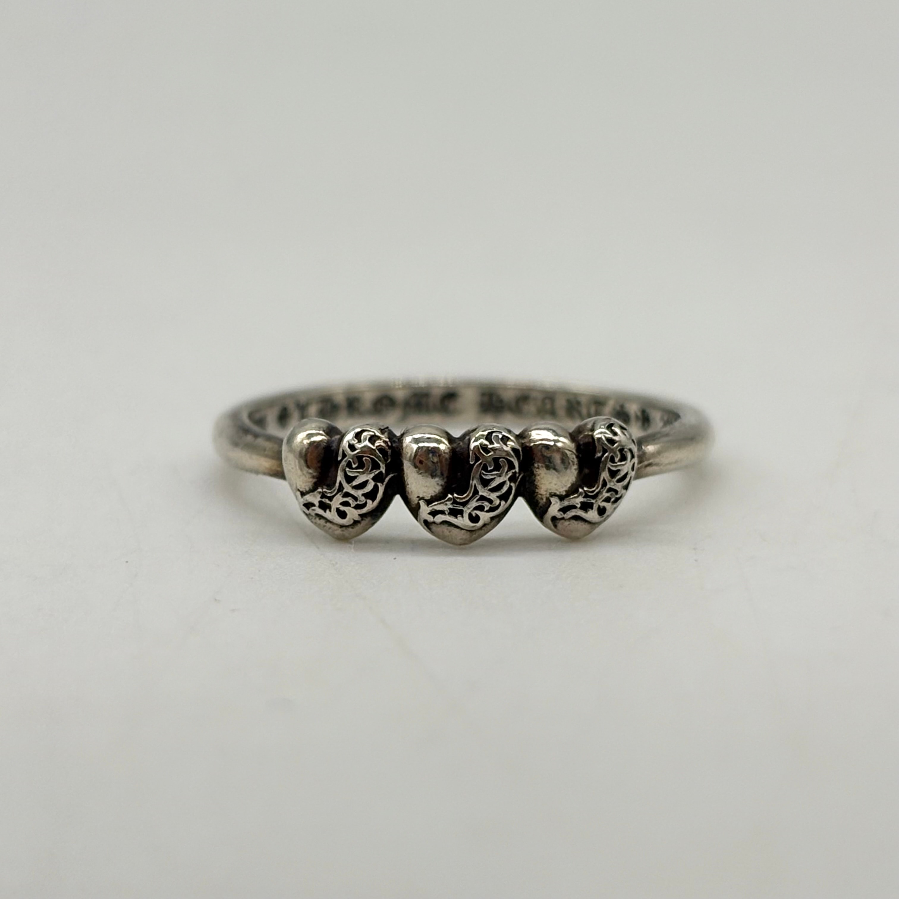 Chrome Hearts Bubble Gum Three Heart Ring "Silver"