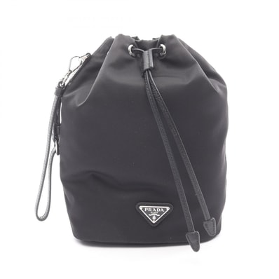 プラダ PRADA Re-Nylon ポーチ バッグ ナイロン サフィアーノレザー レディース ブラック系 1NS369R067F0002 【新品】
