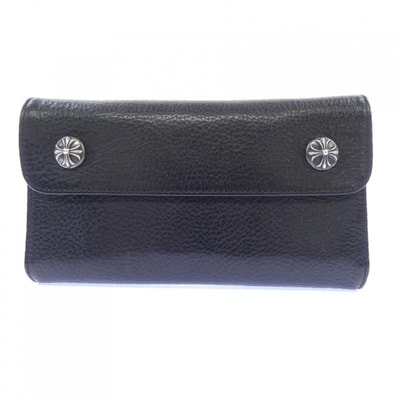 Chrome Hearts Wave Cross Ball Button Leather Wallet "Black/Silver"