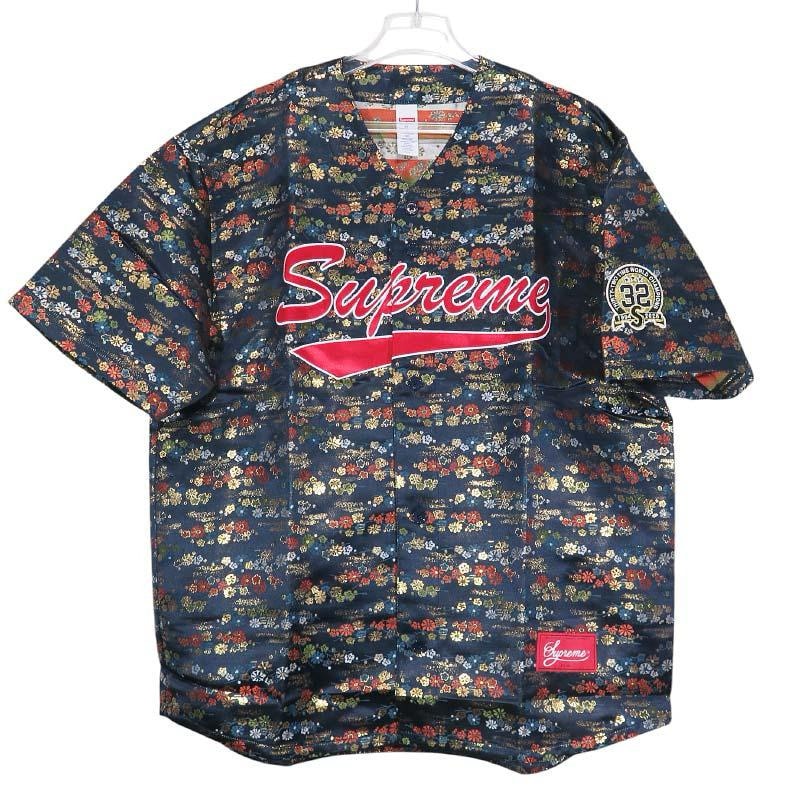 Supreme Floral Jacquard Baseball Jersey "Navy"