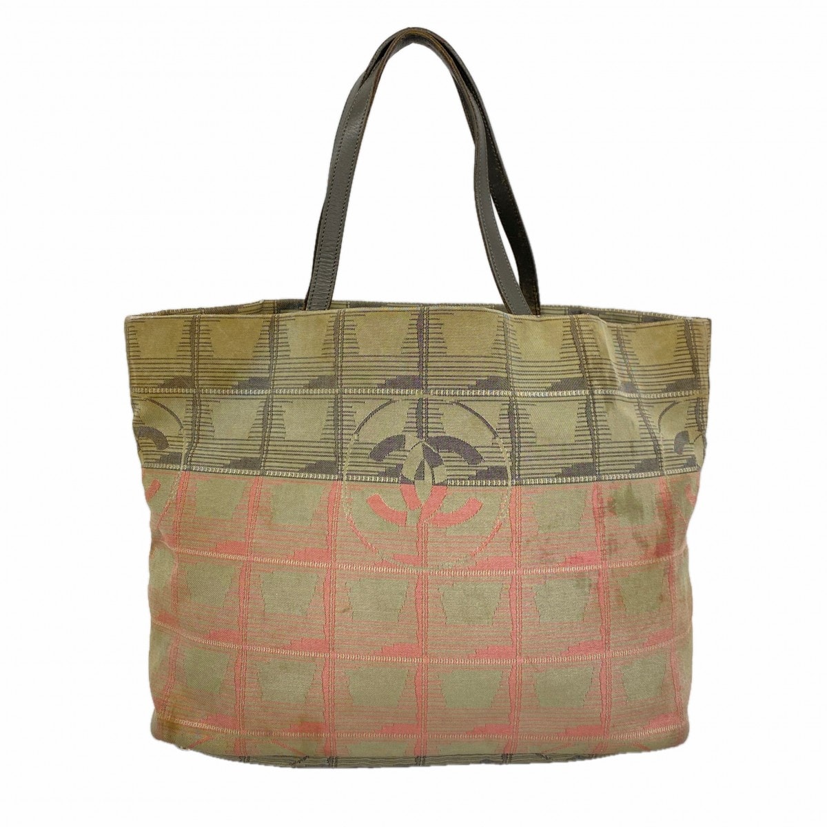 【6dc3647-k】シャネル トートバッグ ニュートラベル ナイロン グレー シルバー金具【中古】レディース