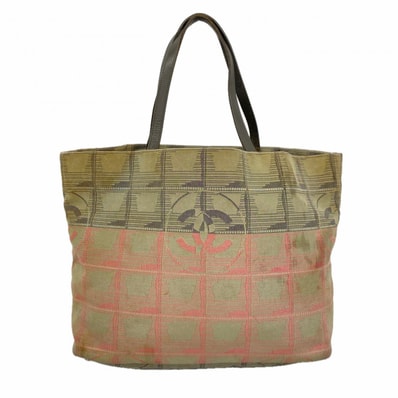 【6dc3647-k】シャネル トートバッグ ニュートラベル ナイロン グレー シルバー金具【中古】レディース