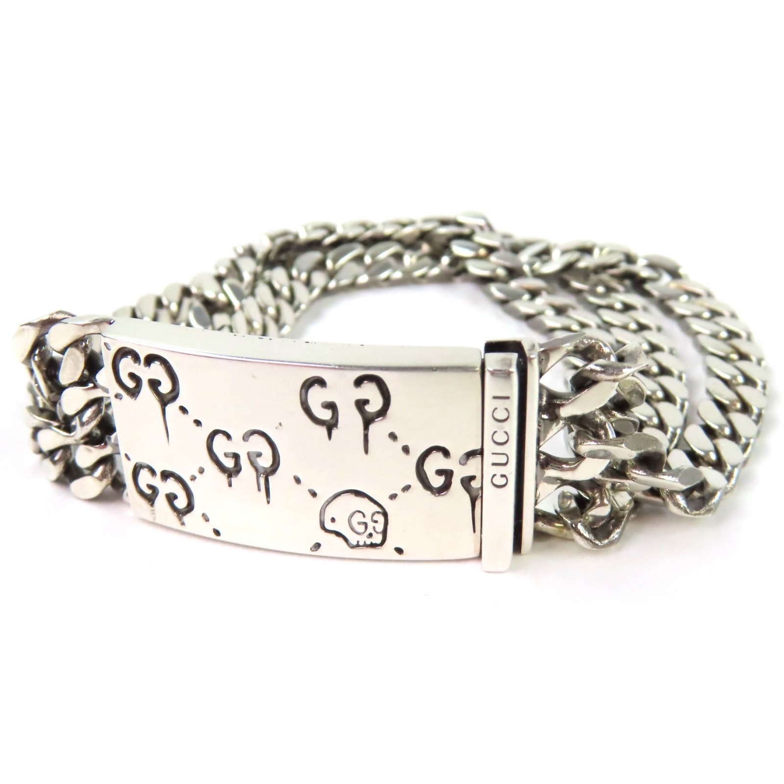 美品 グッチ ブレスレット ゴースト シルバー レディース