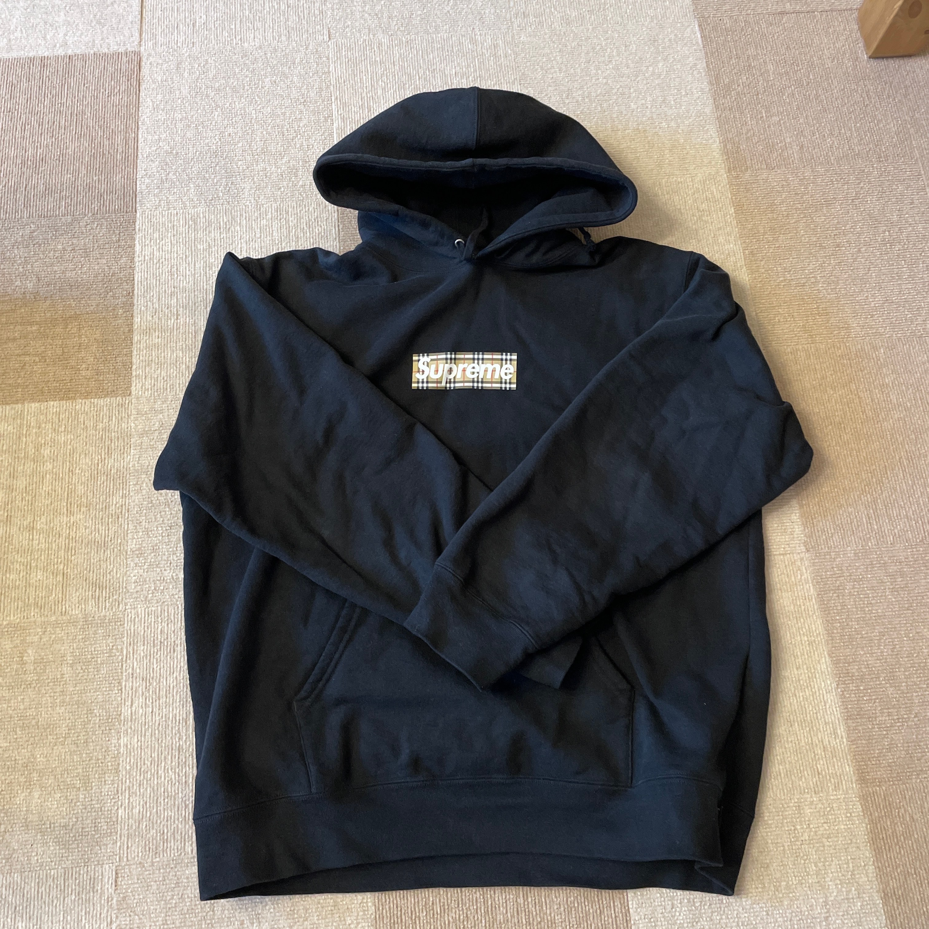Supreme / Burberry Box Logo Hooded Sweatshirt "Black"