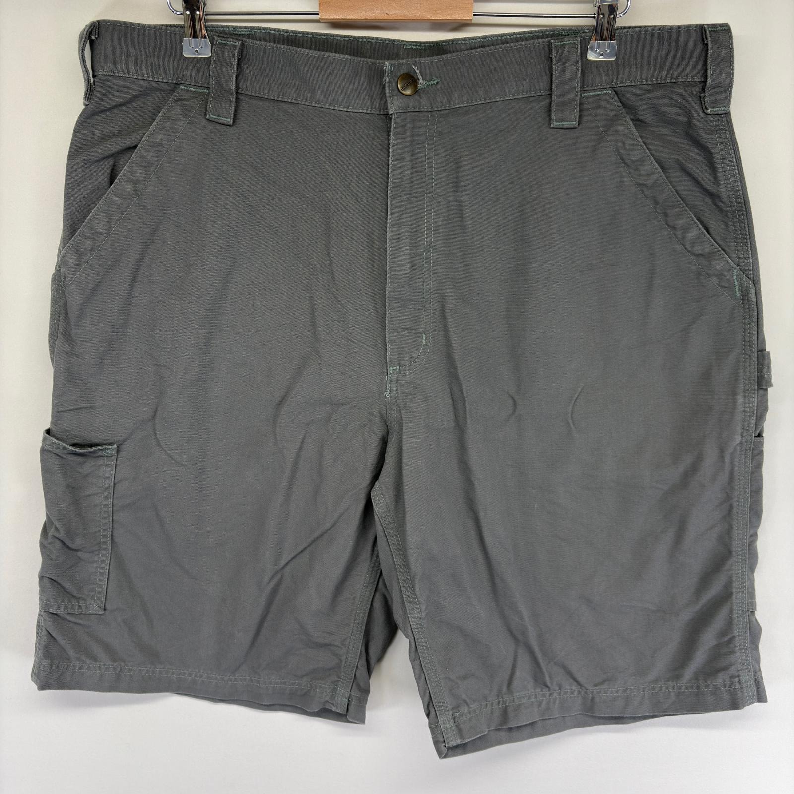 古着 カーハート Carhartt ダック パンツ ペインター ワンポイントロゴ ハーフ ショート 半ズボン ジッパー w40  グレー系 メンズ
