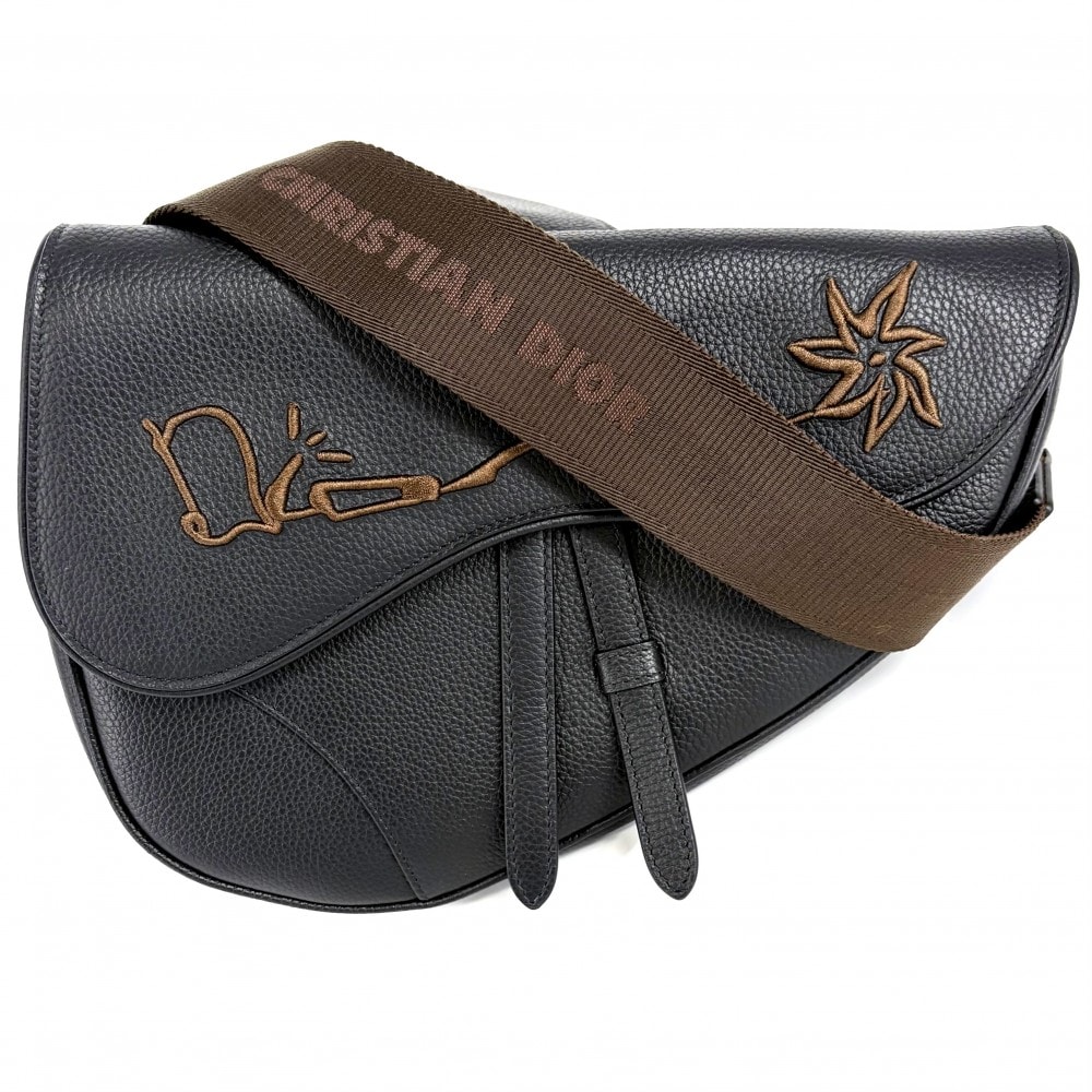 Dior ディオール ボディバッグ カクタスジャック サドルバッグ ショルダーバッグ 肩掛け 斜め掛け Cactus Jack レザー    ブラック 黒 ブラウン 茶 シルバー金具 メンズ【中古品】