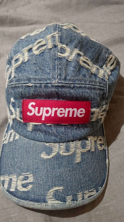 Supreme Frayed Logos Denim Camp Cap "Blue"