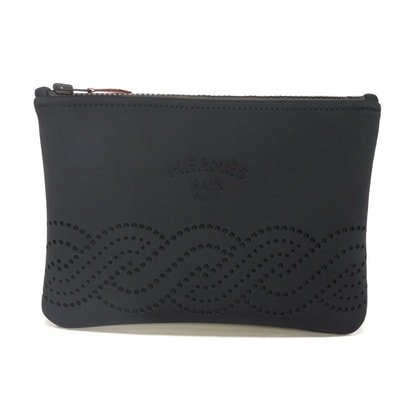 HERMES エルメス ネオバン トルサド マリン PM 美品 ナイロン ロゴ エンボス ロープ パンチング クラッチバッグ セカンドバッグ フローランスマンリク ブラック ポーチ H104894M