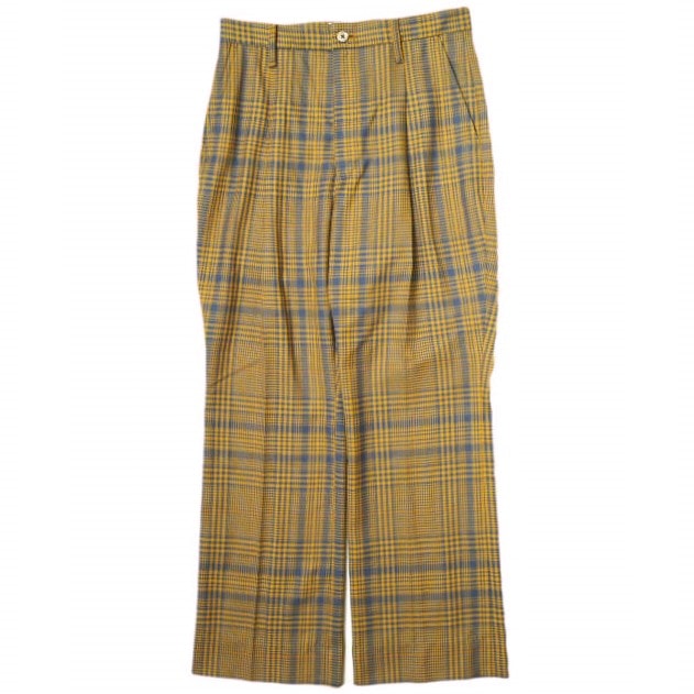 WELLDER ウェルダー 20AW 日本製 One Tuck Check Flare Trousers 1タックチェックフレアトラウザーズ WL20APT07 0 オレンジ パンツ ボトムス g16147