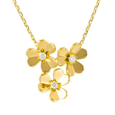 Van Cleef & Arpels ヴァンクリーフ&アーペル フリヴォル ペンダント 3フラワー ミニモデル VCARP2DU00 ネックレス K18YG ダイヤモンド ゴールド【中古】