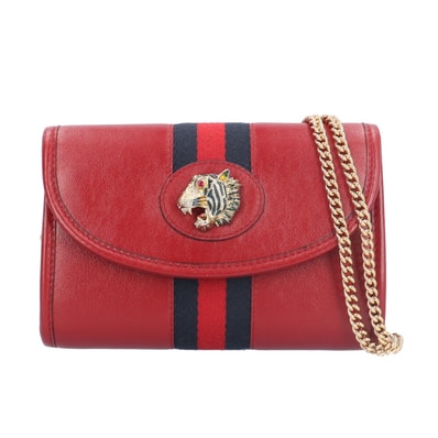 グッチ ラジャ ショルダーバッグ レザー 573797 レッド レディース GUCCI 中古