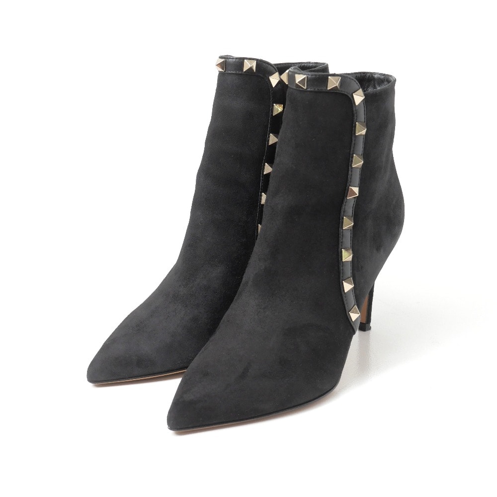 ■美品■VALENTINO ヴァレンティノ ブーツ サイズ35 ロックスタッズ ショートブーツ ポインテッドトゥ ブランド古着【中古】20260820/RB0440
