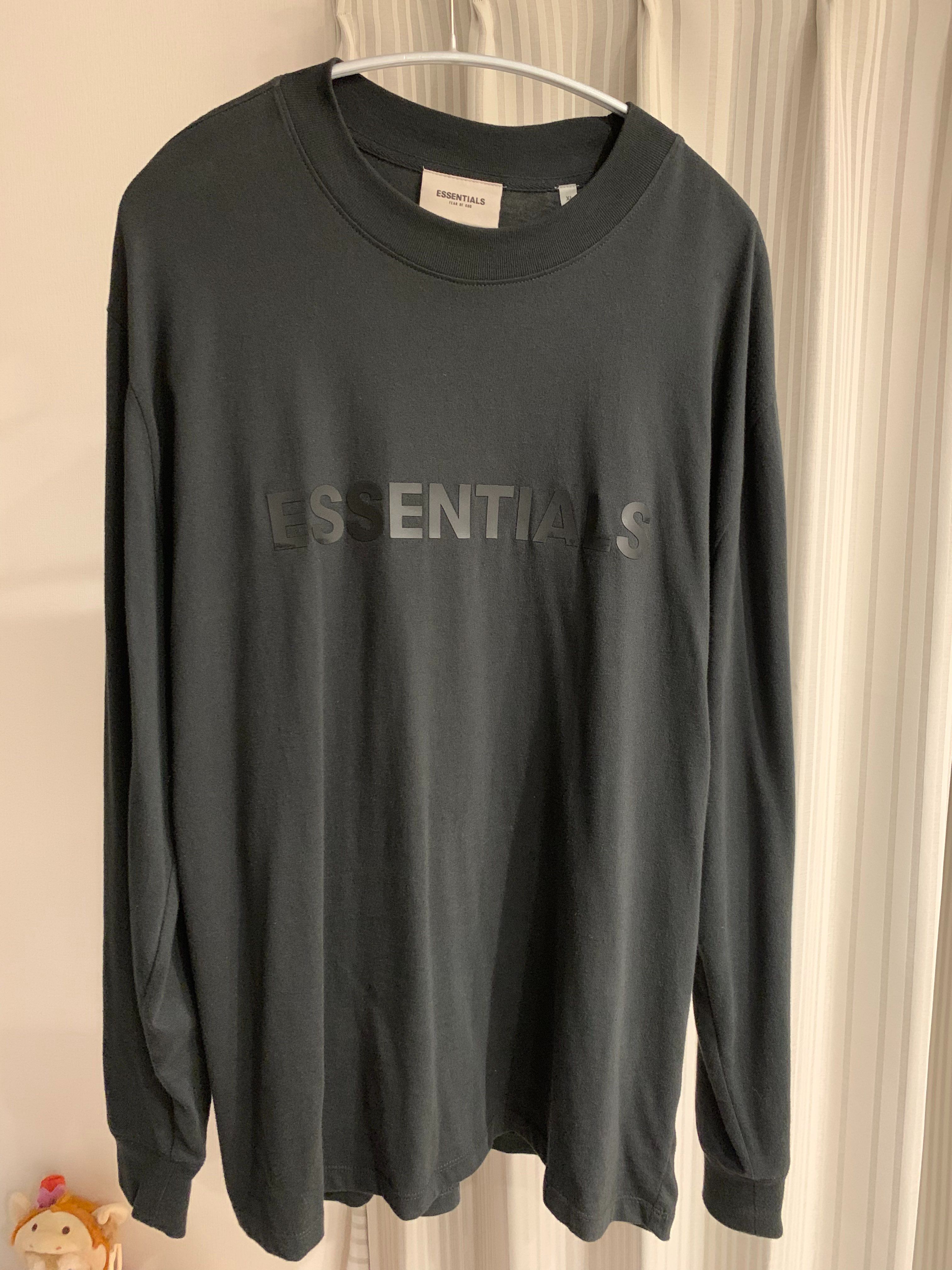 FEAR OF GOD ESSENTIALS 3D Silicon Applique Boxy Long Sleeve T-Shirt "Black"
