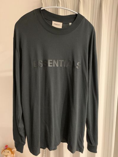 FEAR OF GOD ESSENTIALS 3D Silicon Applique Boxy Long Sleeve T-Shirt "Black"