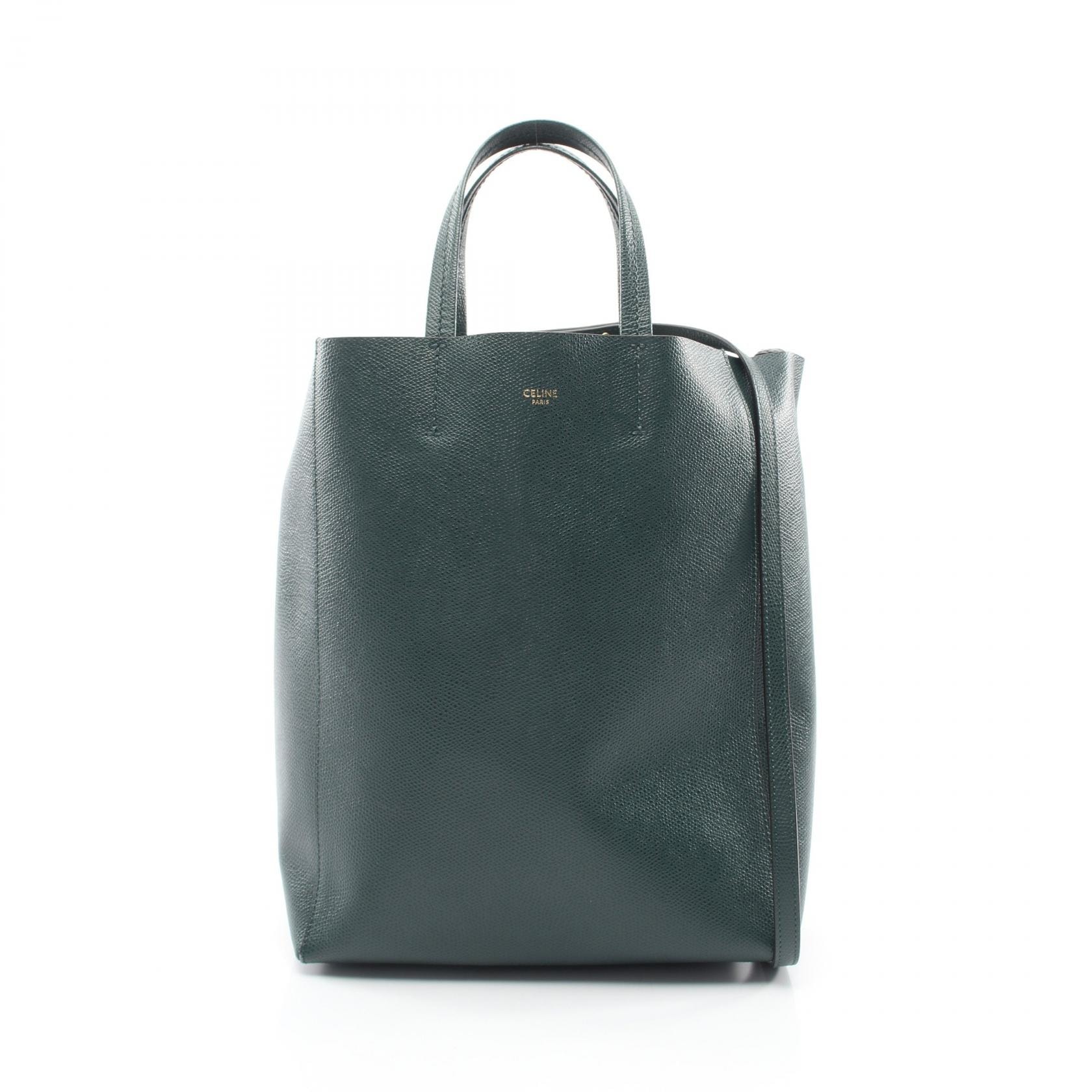 セリーヌ CELINE バーティカル スモール カバ 2WAY トートバッグ バッグ レザー レディース グリーン系 189813 【中古】