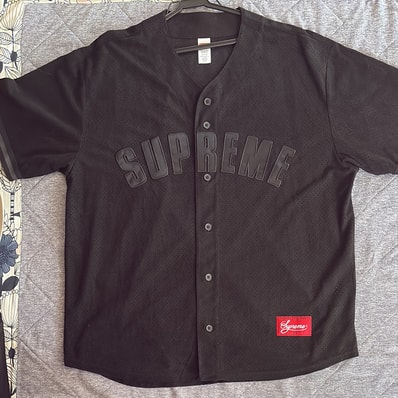 Supreme Ultrasuede Mesh Baseball Jersey "Black"