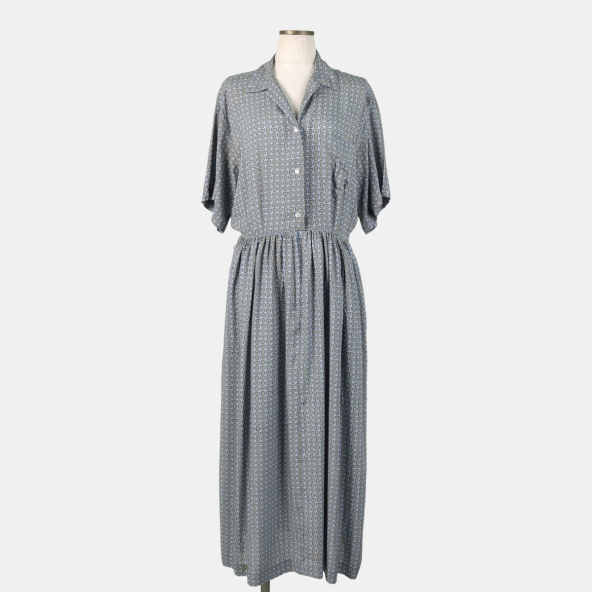 古着 ラルフローレン Ralph Lauren 総柄 ペイズリー柄 ロング オープンカラー 半袖 フレア ワンピース レディースL相当/eaa458245