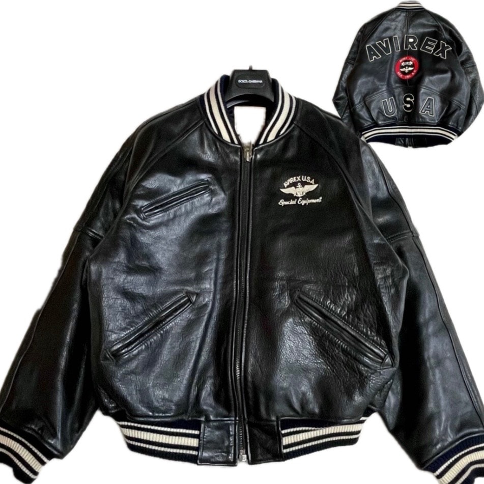 AVIREX アヴィレックス 本革 バーシティー スタジャン レザージャケット