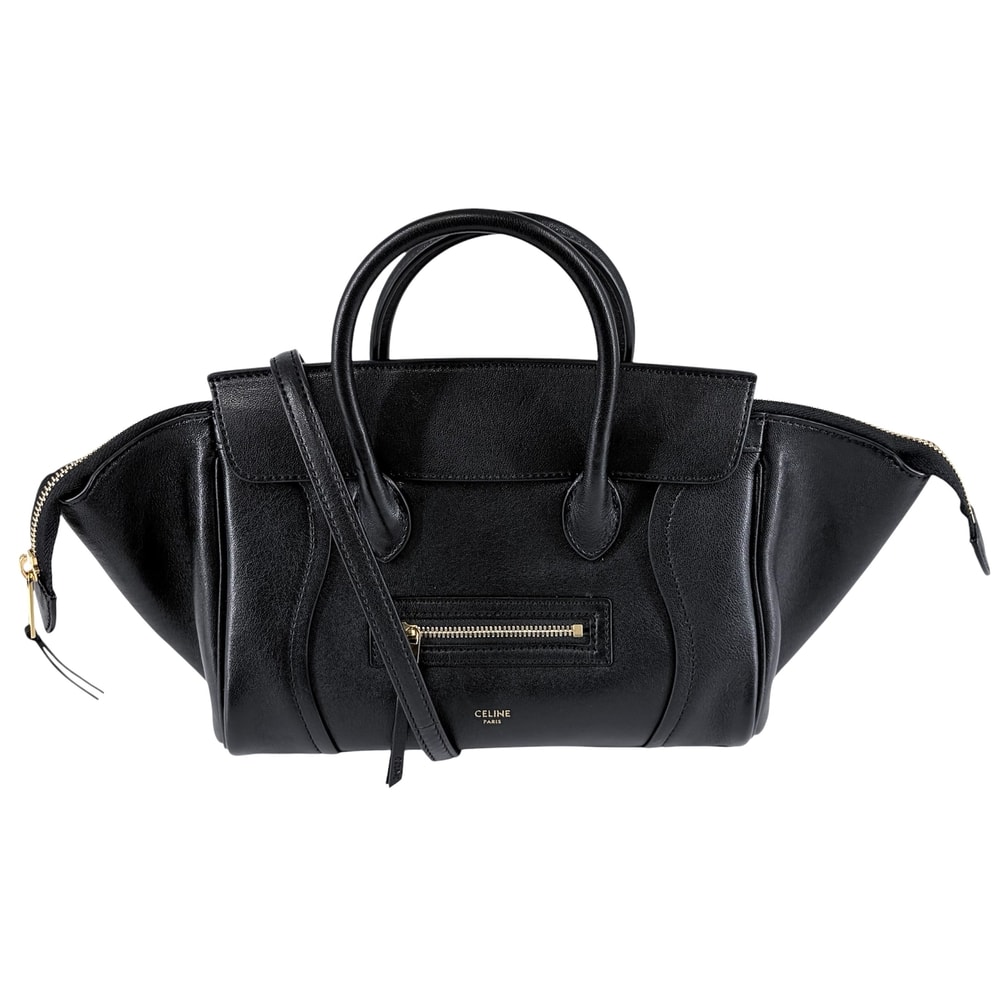 CELINE セリーヌ 2WAY リトルラゲージ ハンドバッグ ショルダーバッグ 肩掛け 斜め掛け レザー    ブラック 黒 ゴールド金具 レディース【中古品】