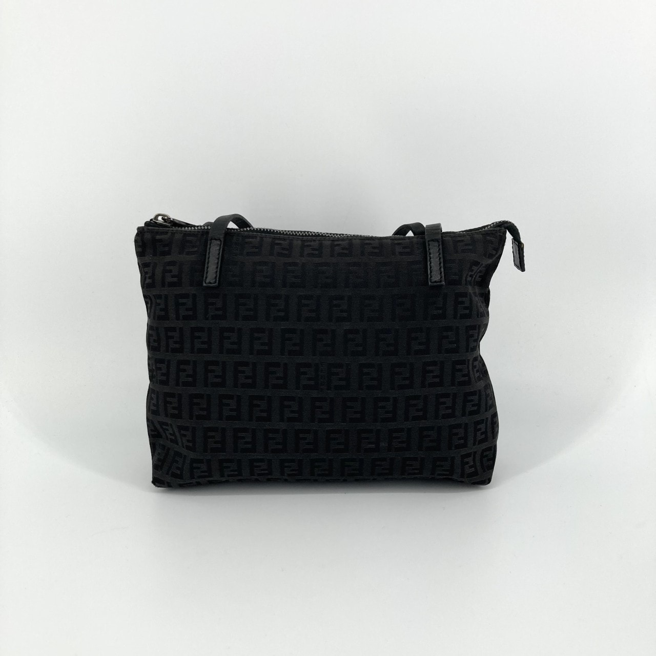 FENDI(フェンディ) ズッキーノ キャンバス×レザー トートバッグ ブラック