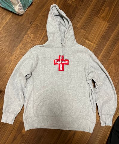 Supreme Cross Box Logo Hooded Sweatshirt "Grey"
