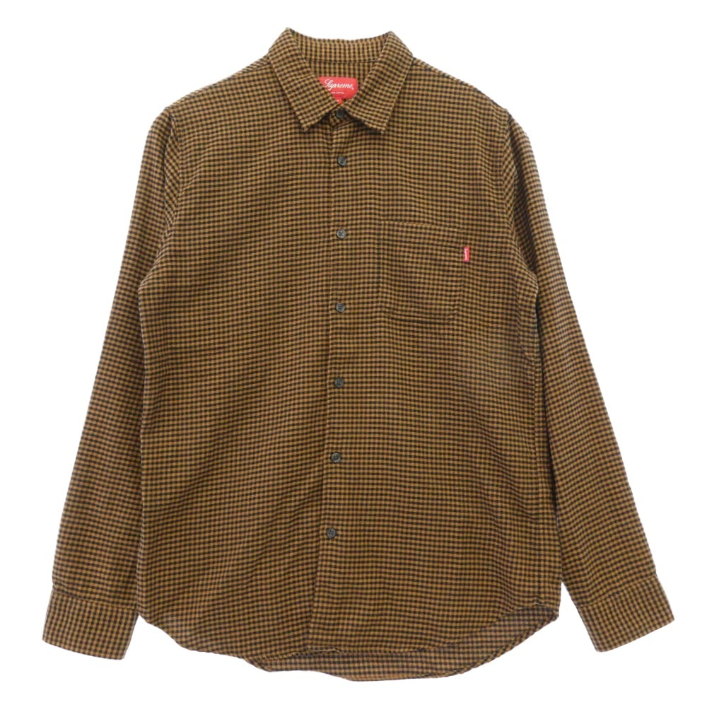 Supreme シュプリーム 16AW Houndstooth Flannel Shirt ハウンドトゥース コットン フランネル 長袖シャツ ブラウン ブラウン系 M【中古】