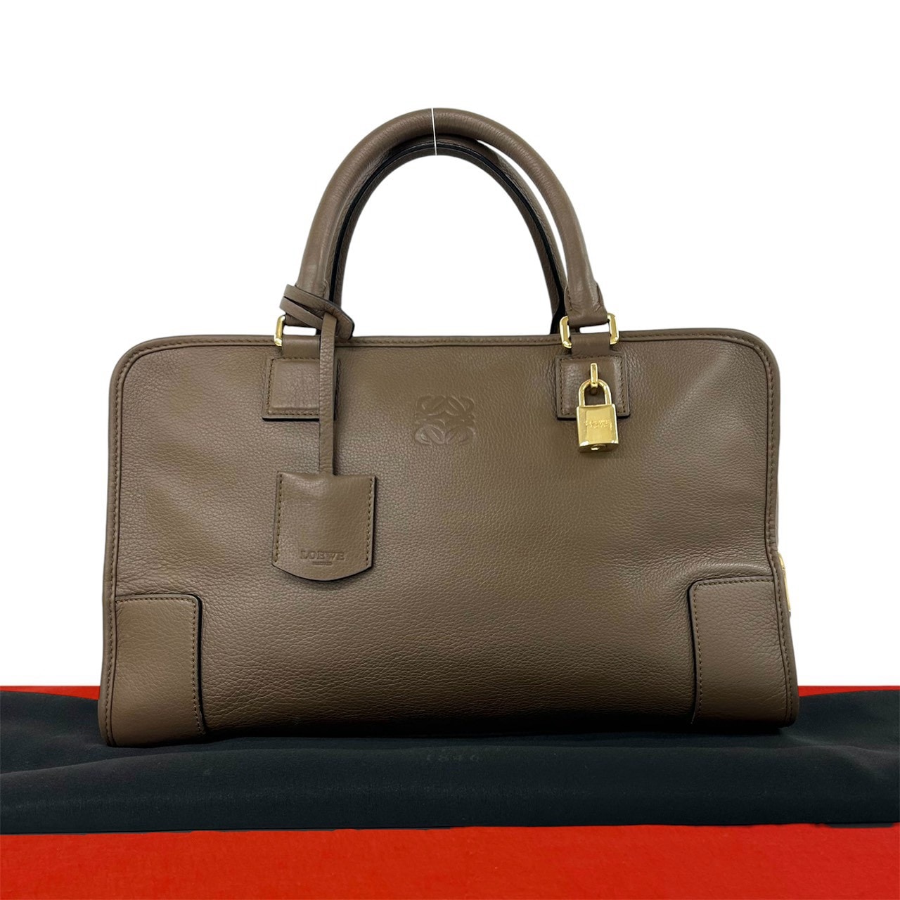 LOEWE ロエベ アマソナ 32 アナグラム ロゴ レザー ハンドバッグ ブラウン
 25157
