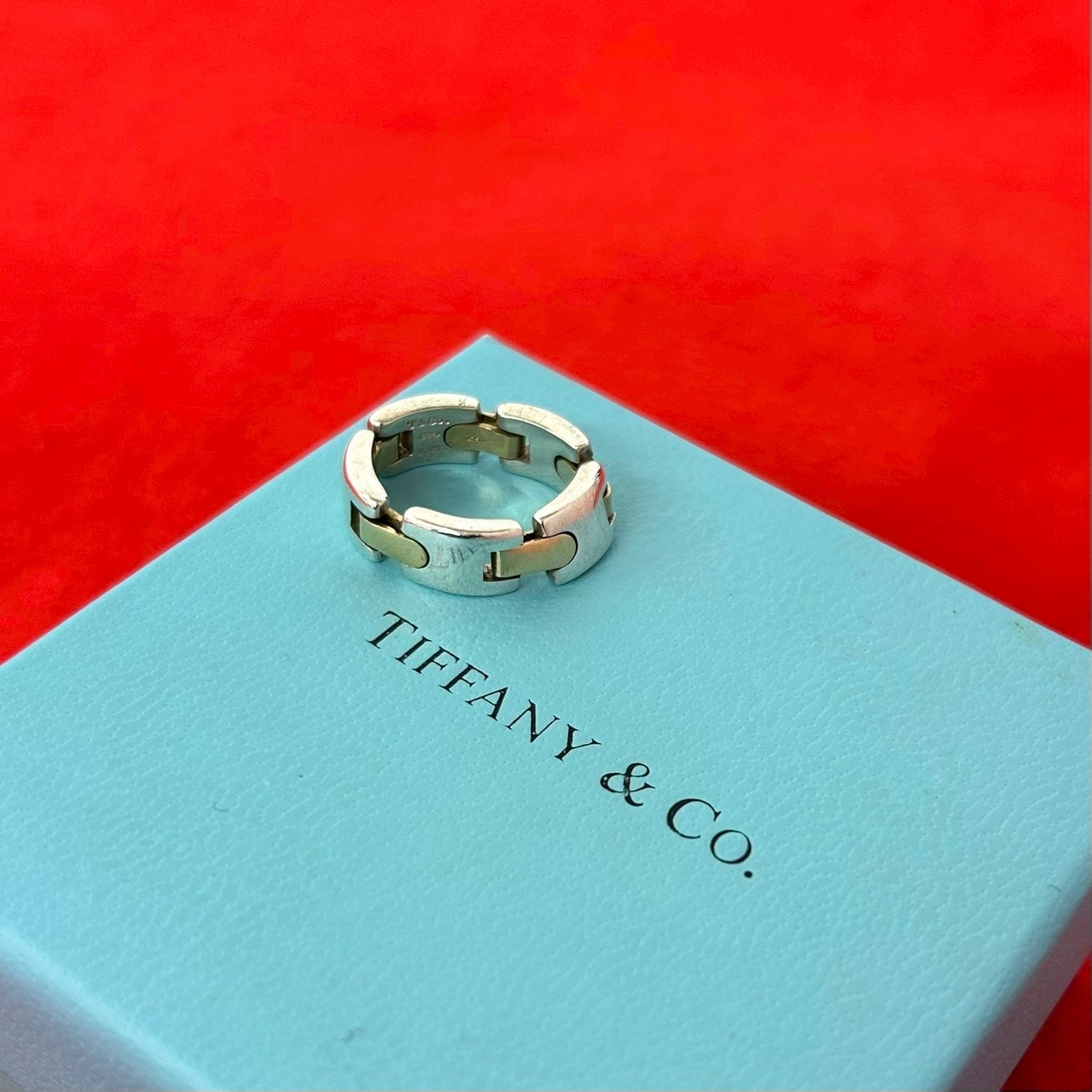 TIFFANY&Co. ティファニー Hリンク コンビ リング シルバー925 K18イエローゴールド リング・指輪 12号 シルバー
 33335