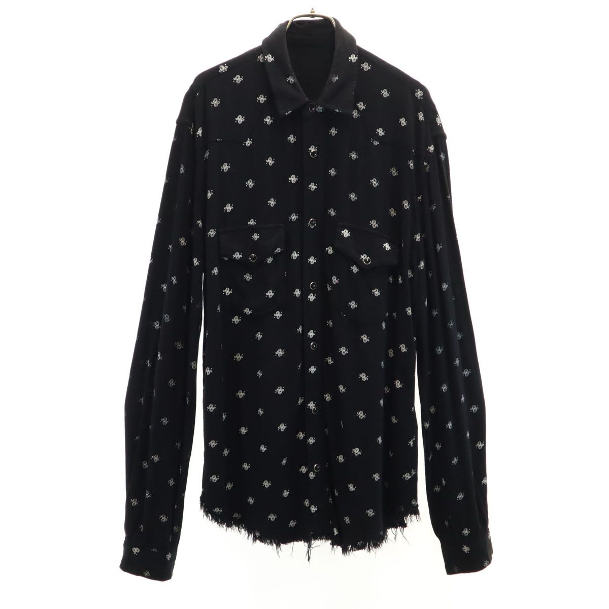 AMIRI アミリ USA製 総柄 長袖 ウエスタンシャツ L 黒