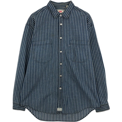 古着 90年代 リーバイス Levi's ストライプ柄 長袖 デニムシャツ メンズL相当 ヴィンテージ/eaa643513