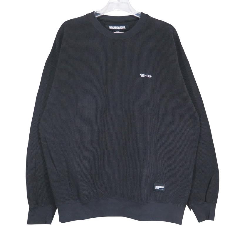 NEIGHBORHOOD Waffle Fabric Crewneck LS "Charcoal"
