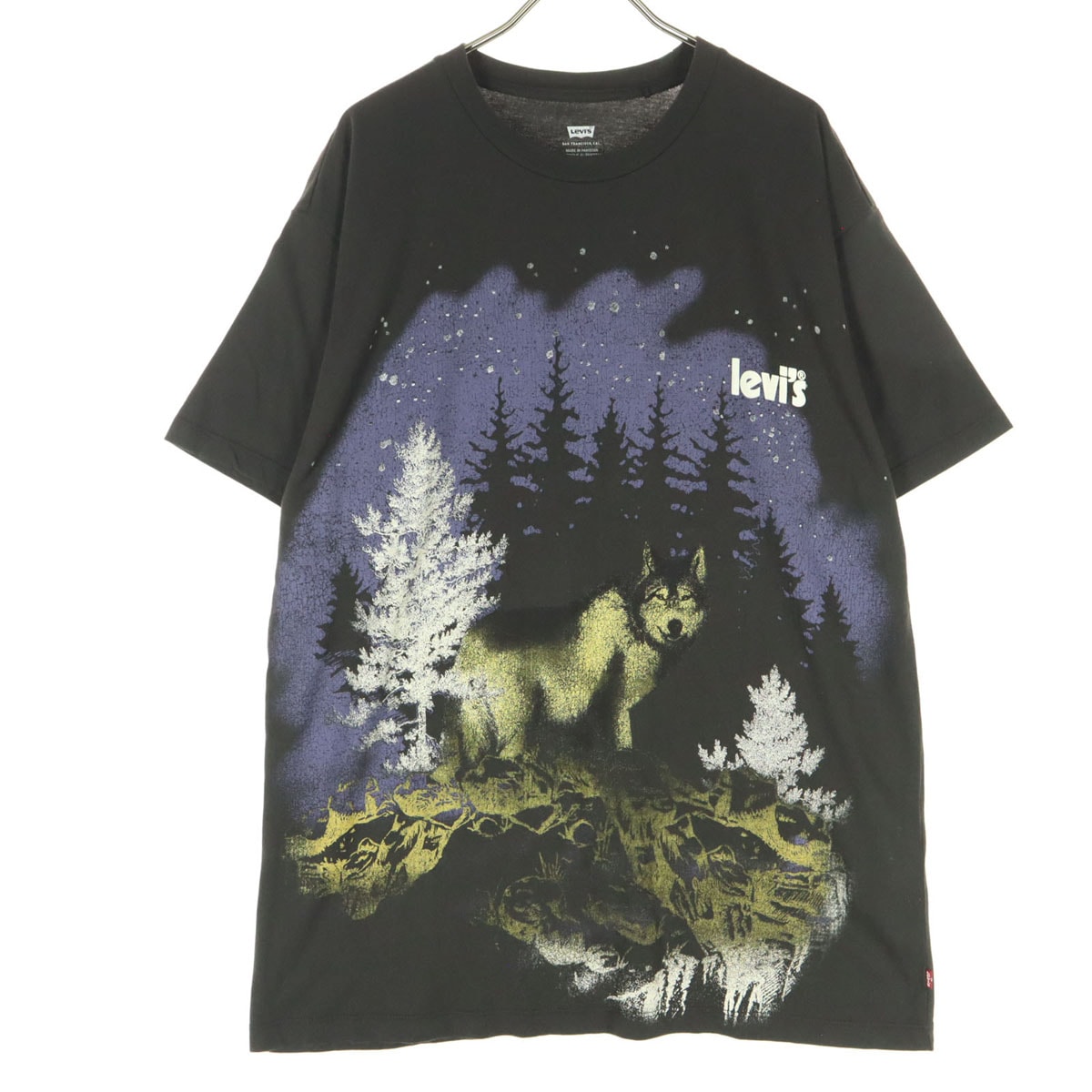 美品 Levi's リーバイス プリント オオカミ 半袖 Tシャツ XS ブラック