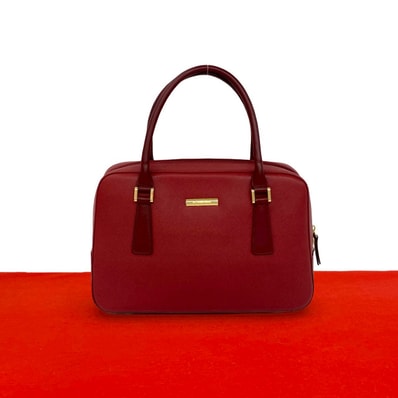 BURBERRY バーバリー ロゴ 金具 ノバチェック 柄 レザー ハンドバッグ レッド
55702