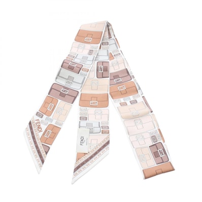 フェンディ FENDI WRAPPY ラッピー スカーフ 衣料品 シルク レディース ホワイト系 / ブラウン系 【中古】