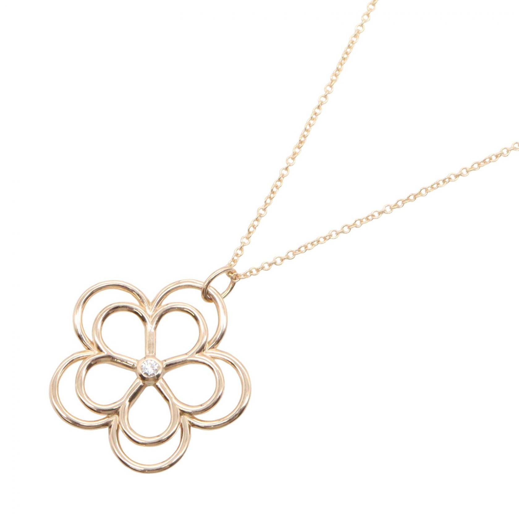 ティファニー TIFFANY&CO オープンフラワー 1PD ネックレス ネックレス ジュエリー K18PG(ピンクゴールド) ダイヤモンド レディース ゴールド系 / クリア系 【中古】