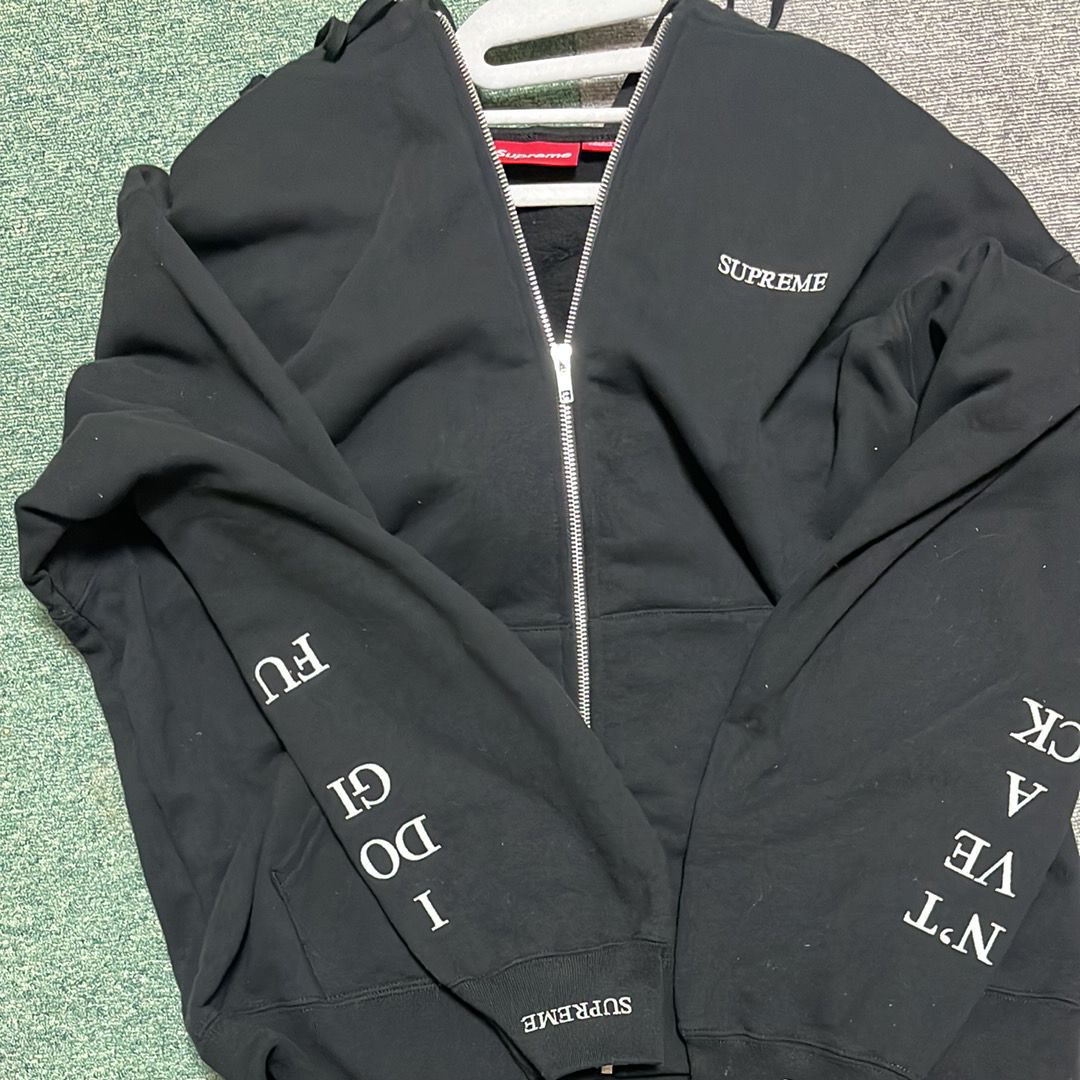 Supreme IDGAF Zip Up Hooded Sweatshirt "Black"