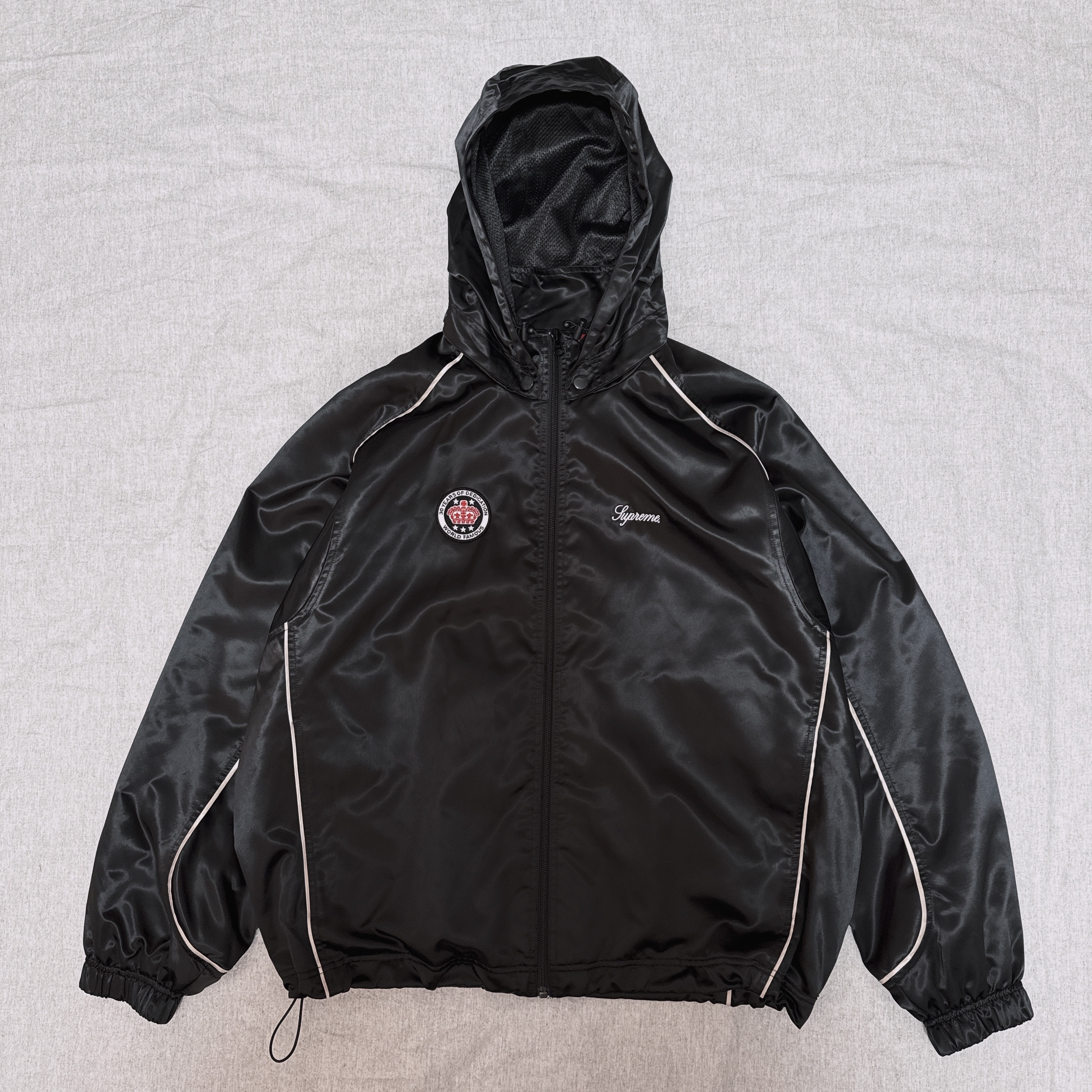 Supreme Satin Hooded Track Jacket "Black"