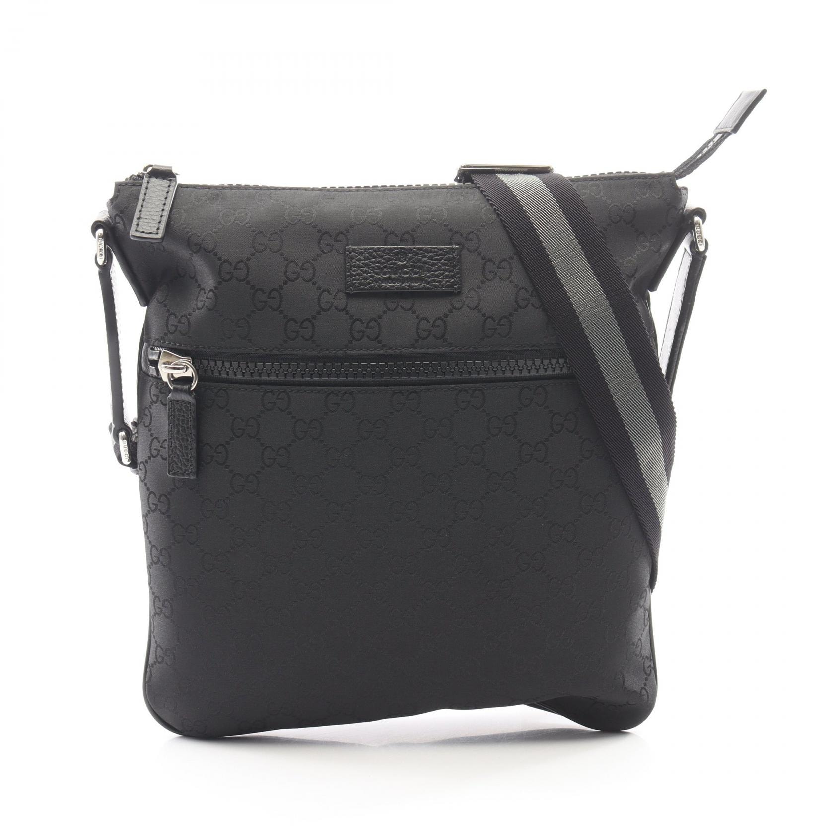 グッチ GUCCI ナイロン ショルダーバッグ バッグ ナイロン レザー メンズ ブラック系 449184 【中古】