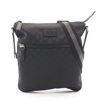 グッチ GUCCI ナイロン ショルダーバッグ バッグ ナイロン レザー メンズ ブラック系 449184 【中古】