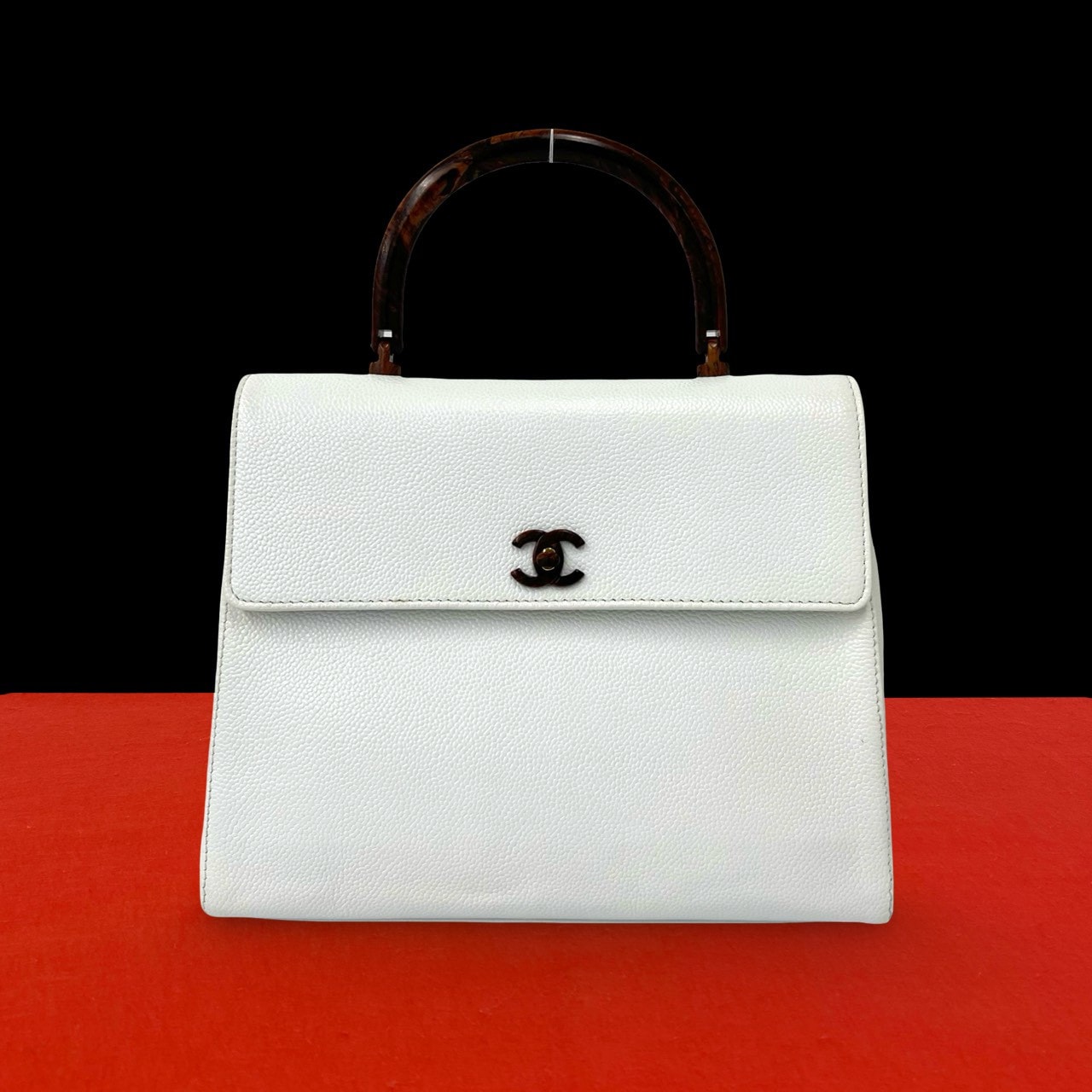 CHANEL シャネル ココマーク キャビアスキン ハンドバッグ ホワイト
gb4-5