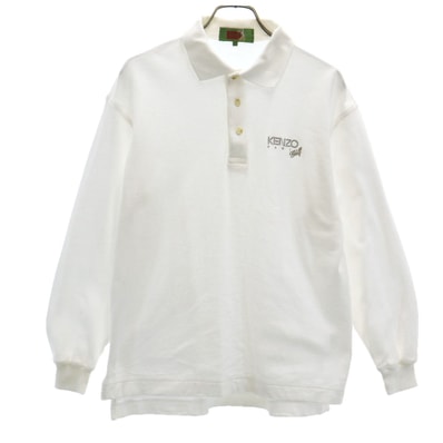 KENZO GOLF ケンゾーゴルフ 90s 日本製 オールド ゴルフ 長袖 ポロシャツ 2 白 鹿の子地