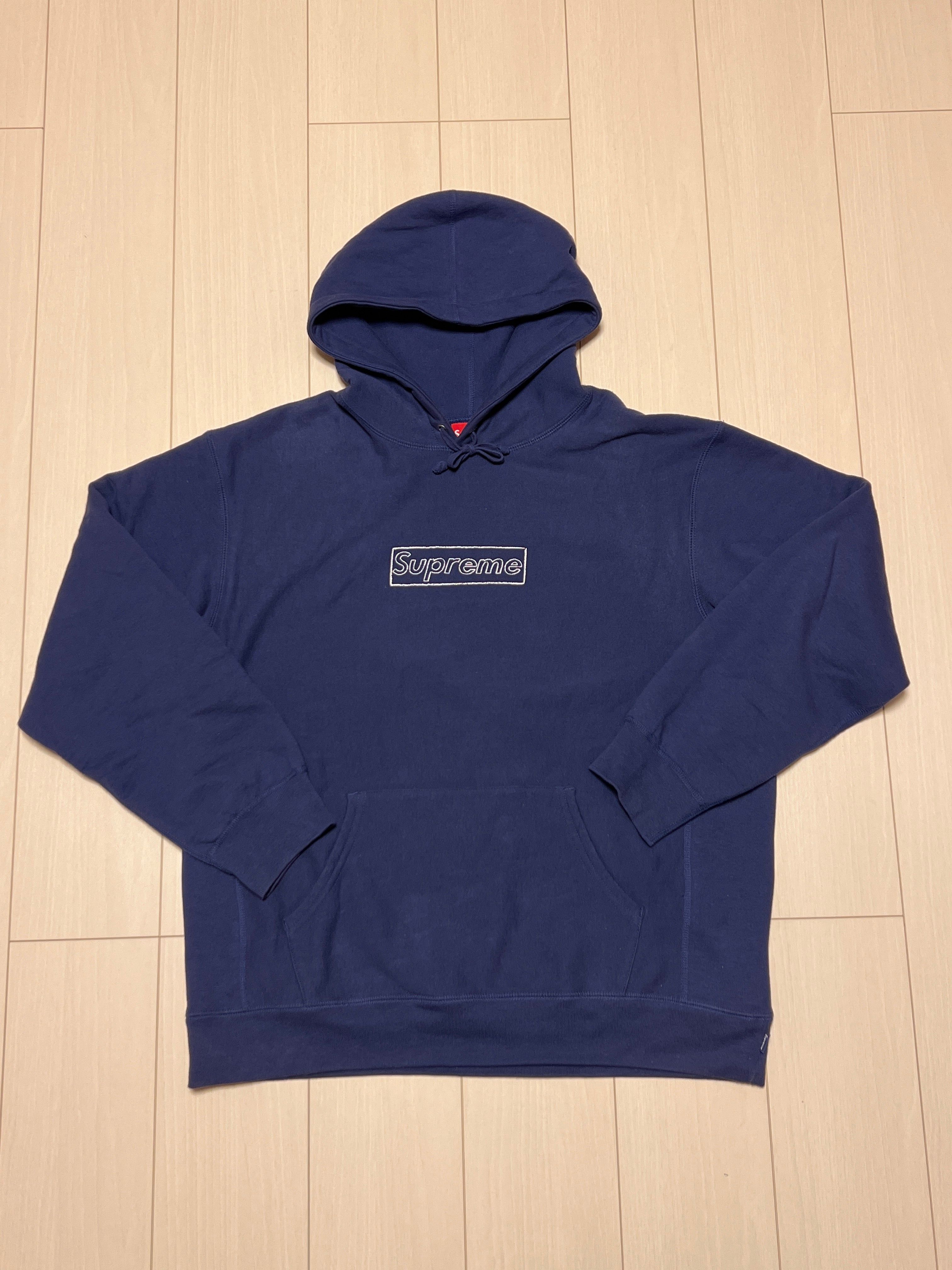 Supreme KAWS Chalk Logo Hooded Sweatshirt "Washed Navy"(2021)