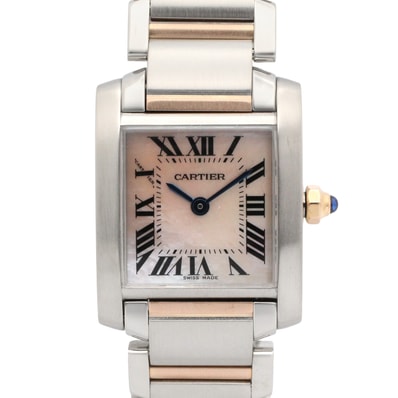 カルティエ CARTIER タンクフランセーズ SM 腕時計 時計 K18PG(ピンクゴールド) ステンレススチール レディース ピンク系 ピンクシェル W51027Q4 【中古】