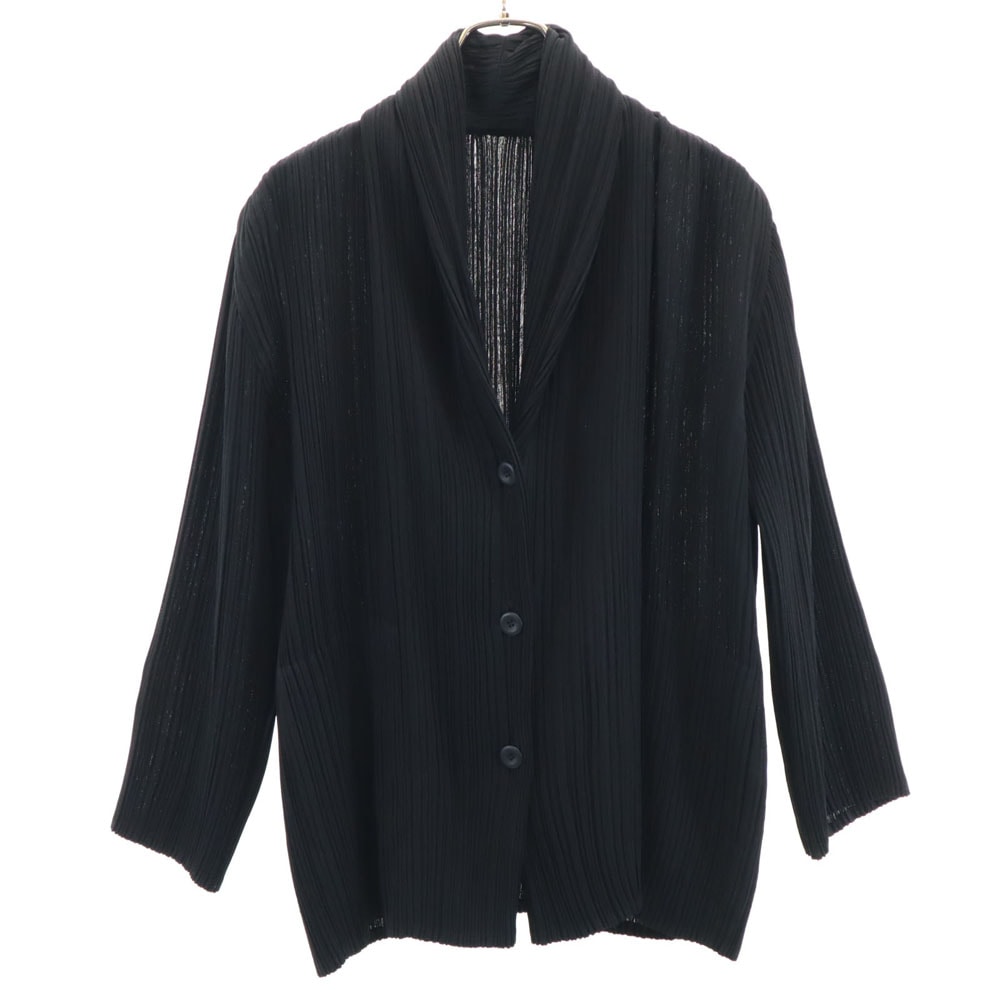 ISSEY MIYAKE イッセイミヤケ 日本製 長袖 カーディガン 3 ブラック
