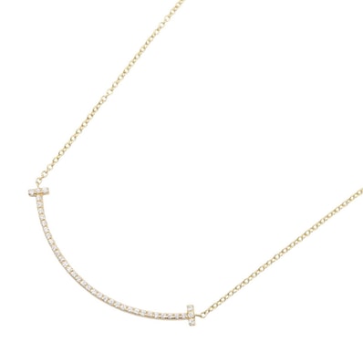 ティファニー TIFFANY&CO Tスマイル スモール ダイヤ ネックレス ジュエリー K18(イエローゴールド) ダイヤモンド レディース ゴールド系 / クリア系 63058777 【中古】