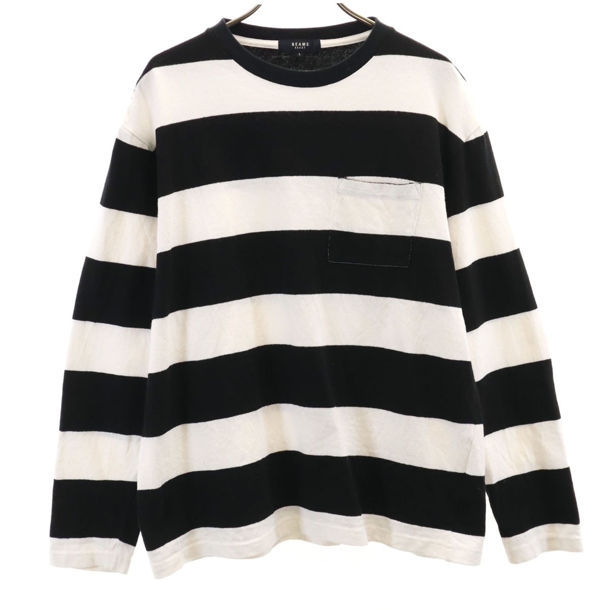 BEAMS HEART ビームスハート ボーダー柄 長袖 Tシャツ L ホワイト ロンT
